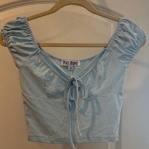 Sky Blue Off the Shoulder Crop Top